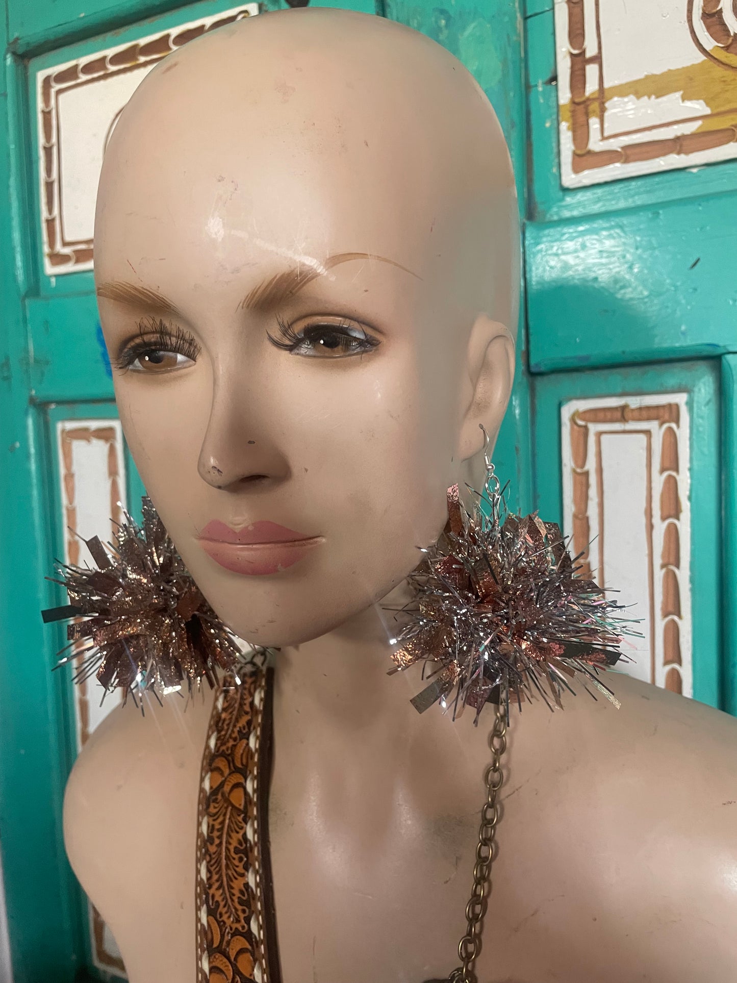 Tinsel earrings silver/gold
