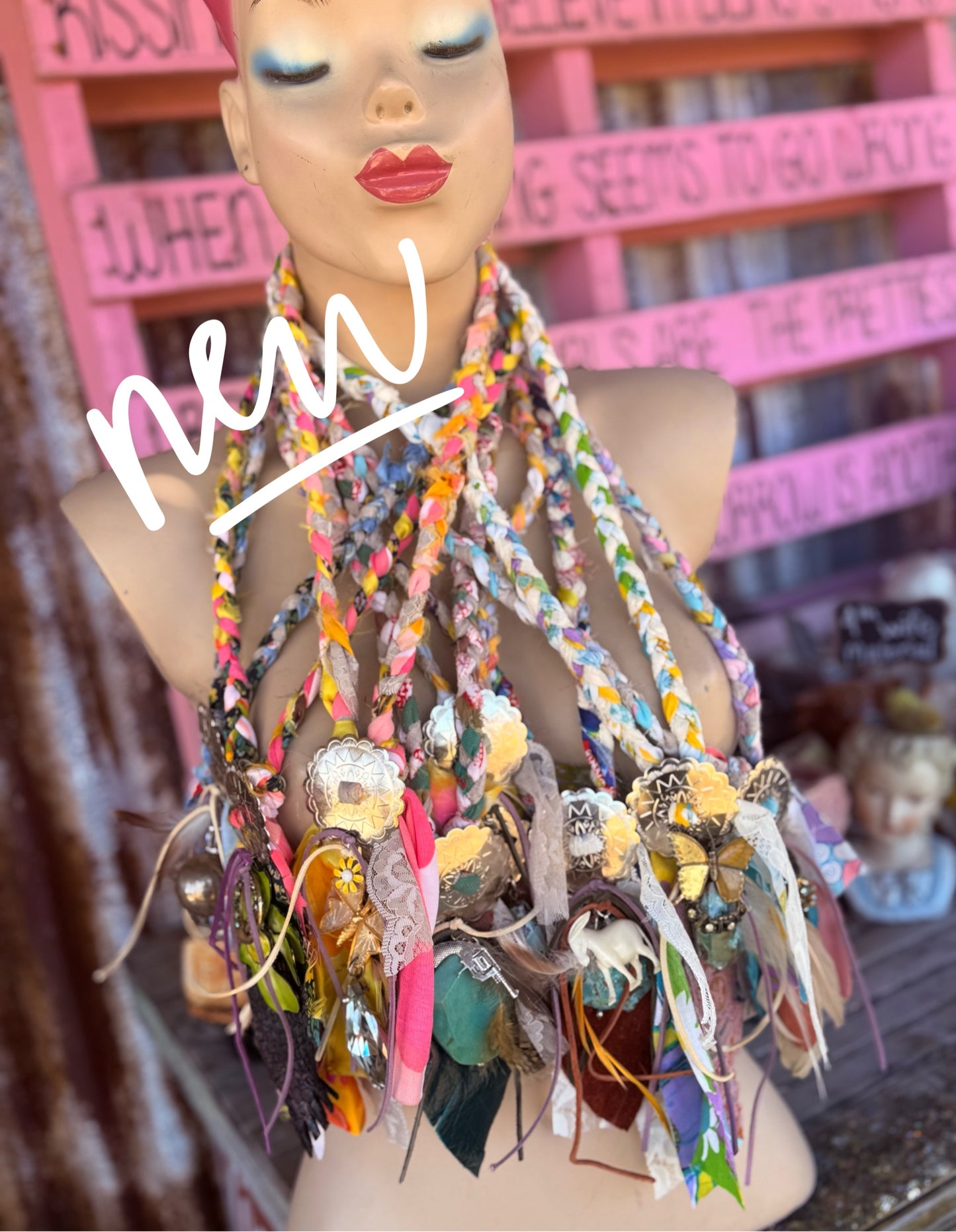 Retro fabric bolo necklaces