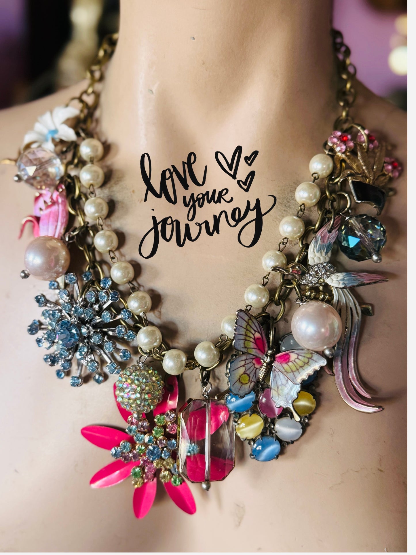 Spring Birdie vintage necklace