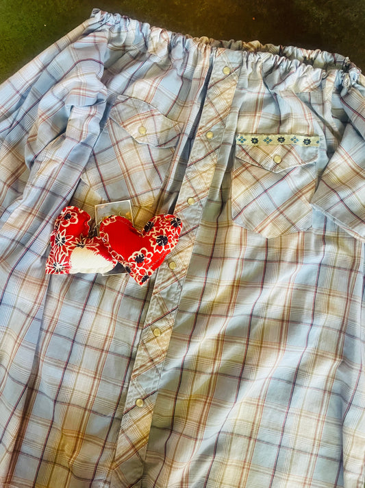 Off shoulder flag pearl snap XL