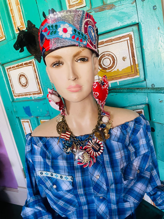 Red puffy heart earrings