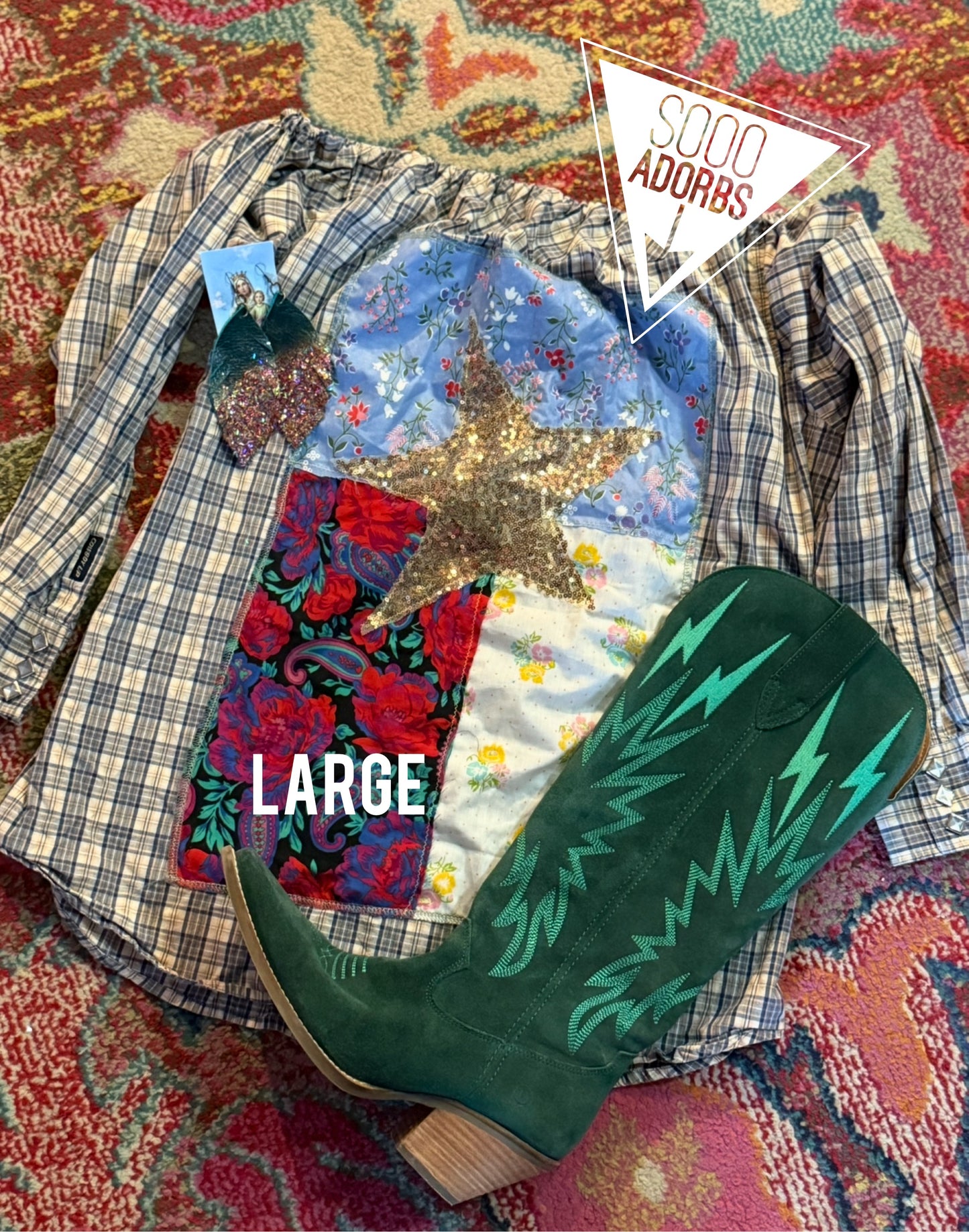 Texas off-shoulder pearl snap