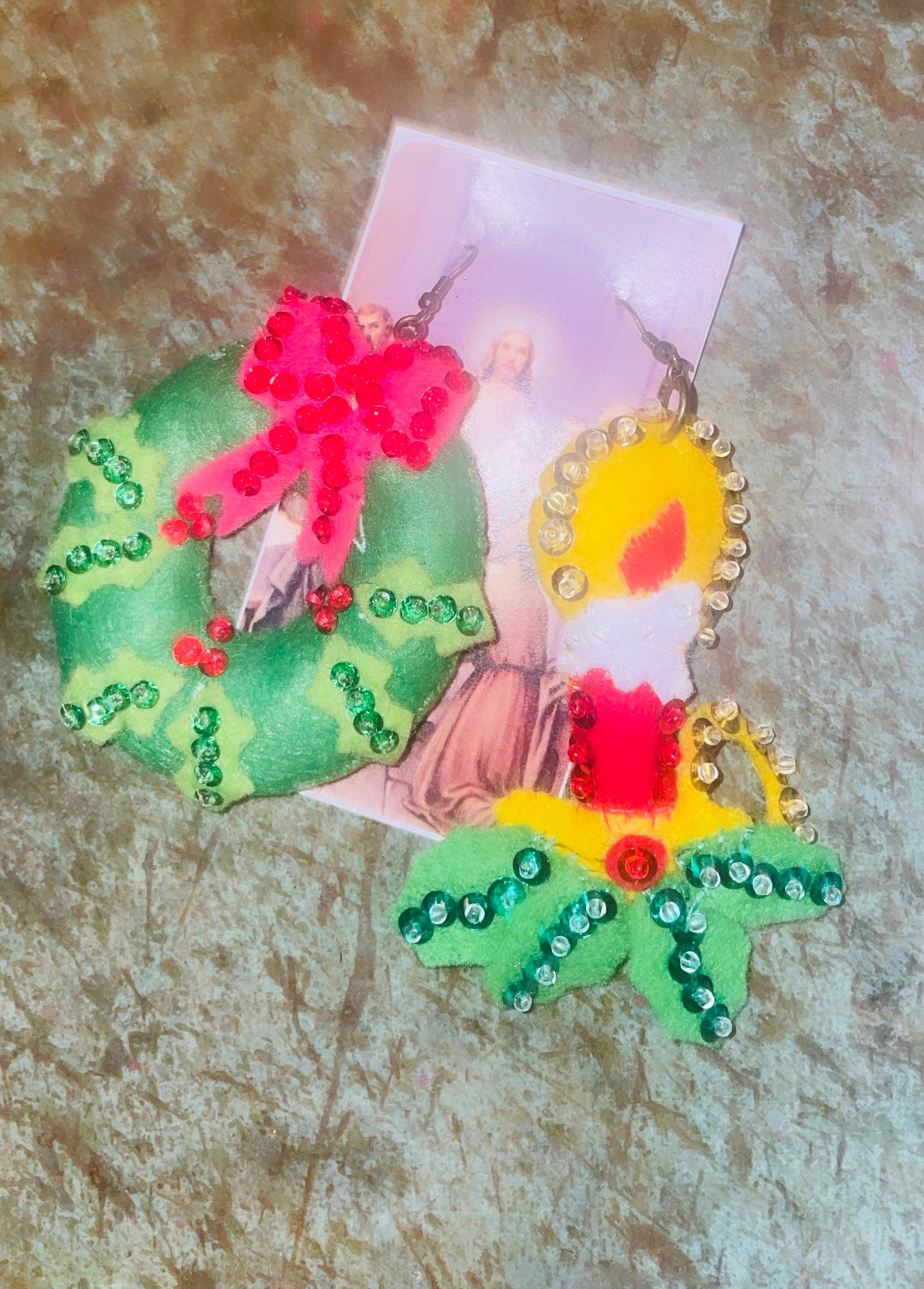 Retro felt/sequin Christmas earrings