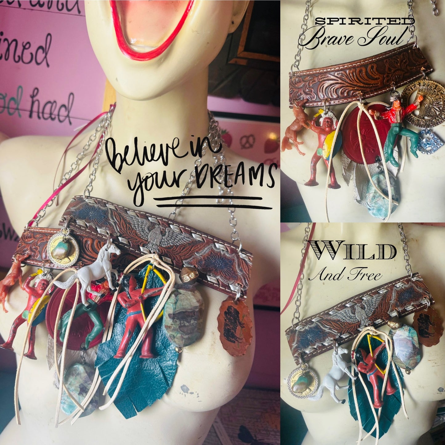 Vintage Tooled Belt Necklaces