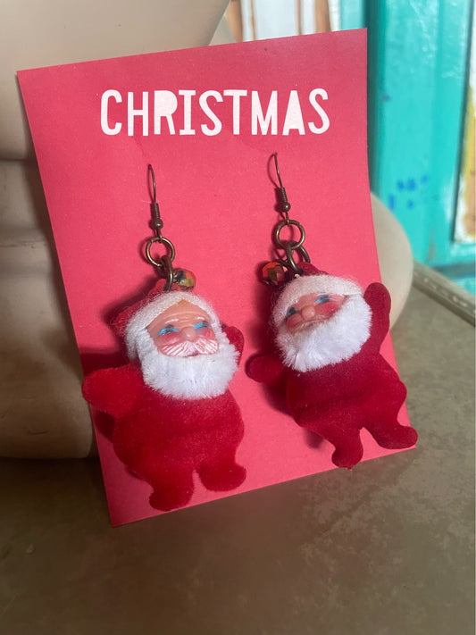 Miniature Santa earrings-Christmas