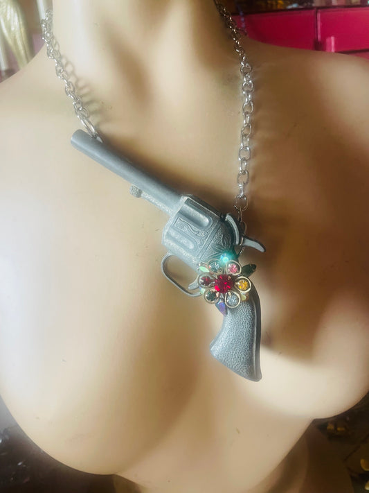 Vintage toy gun necklace