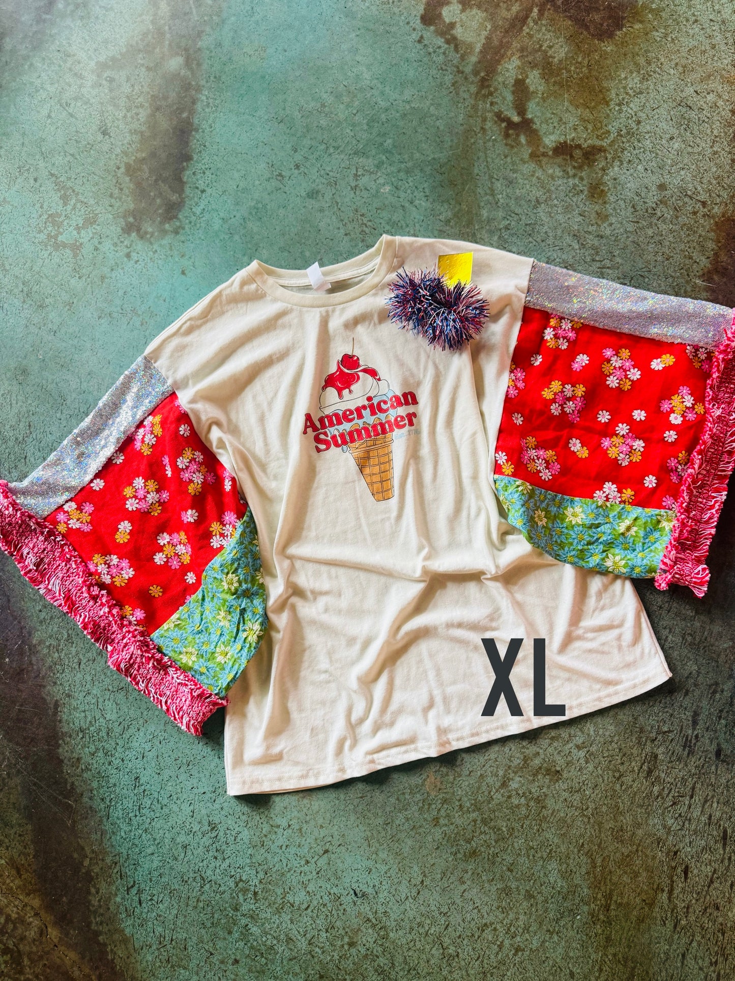 XL American boho sleeve shirt