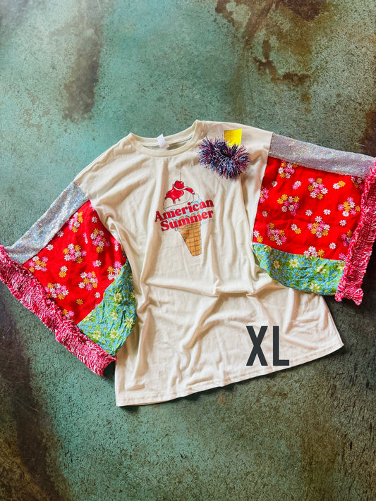 XL American boho sleeve shirt