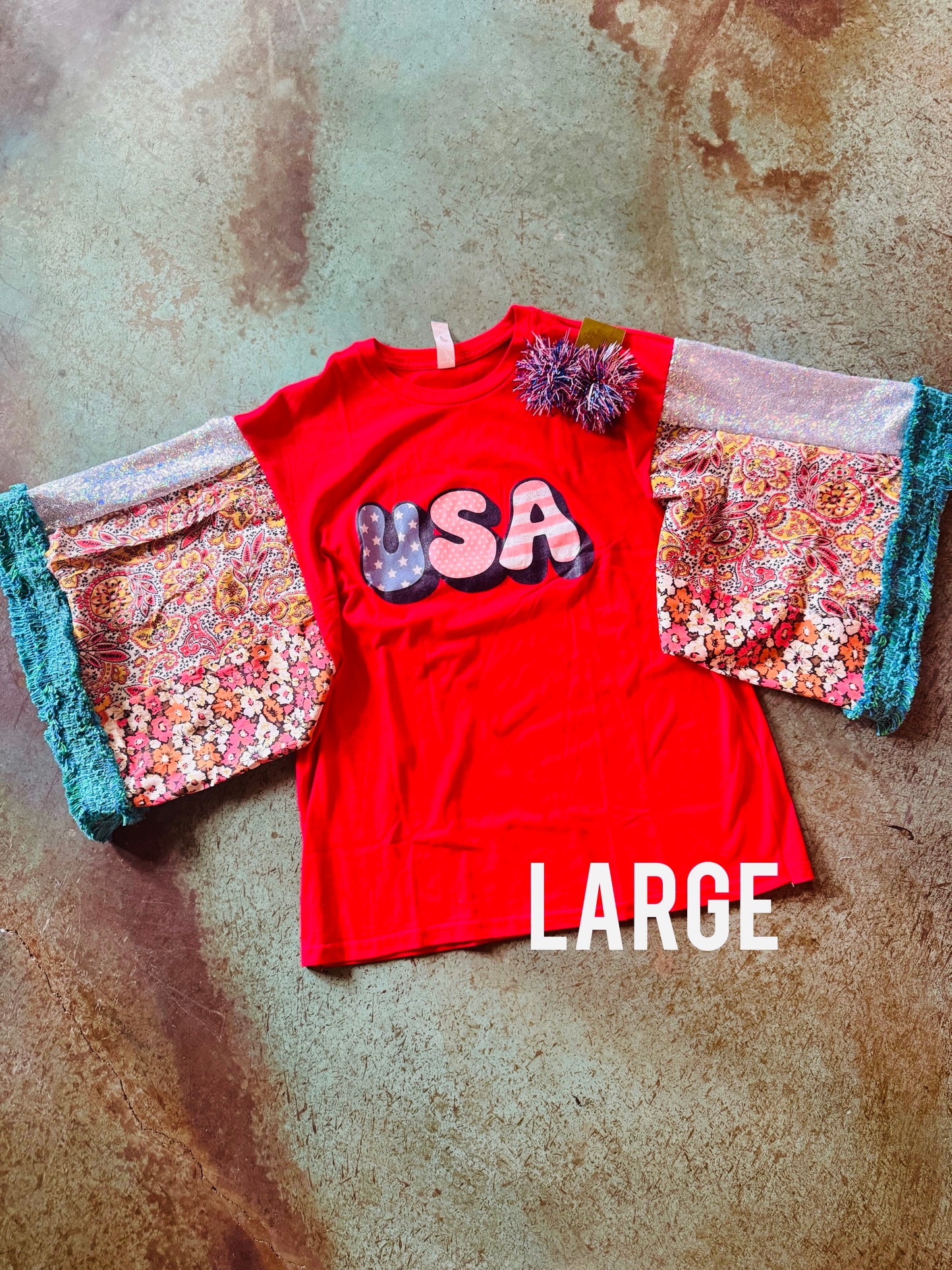 Large USA boho shirt