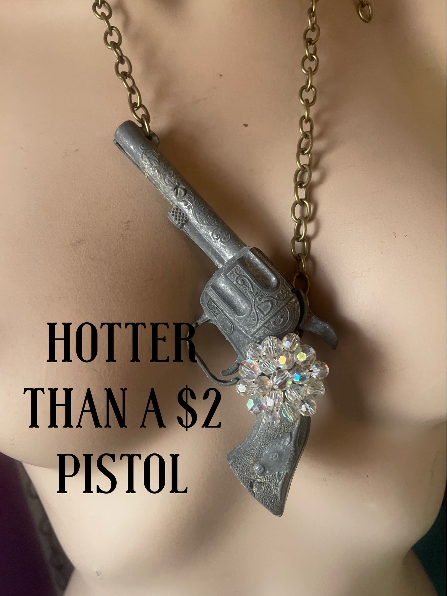 Vintage toy pistol necklace