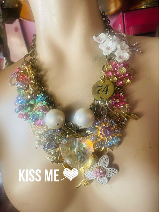 Blush & Bashful vintage pink statement necklace