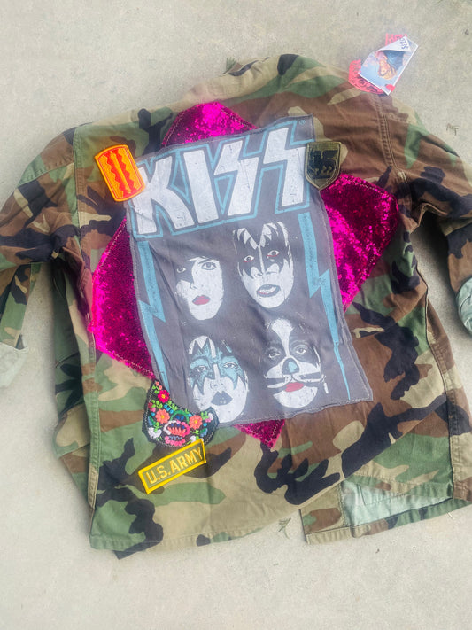 Kiss band vintage camo jacket