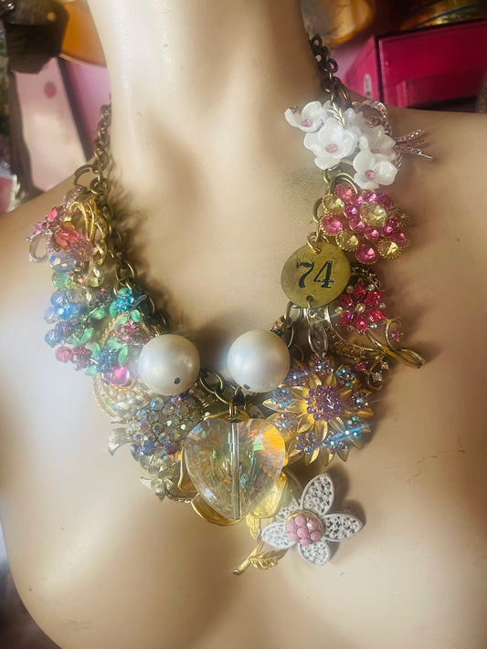 Blush & Bashful vintage pink statement necklace